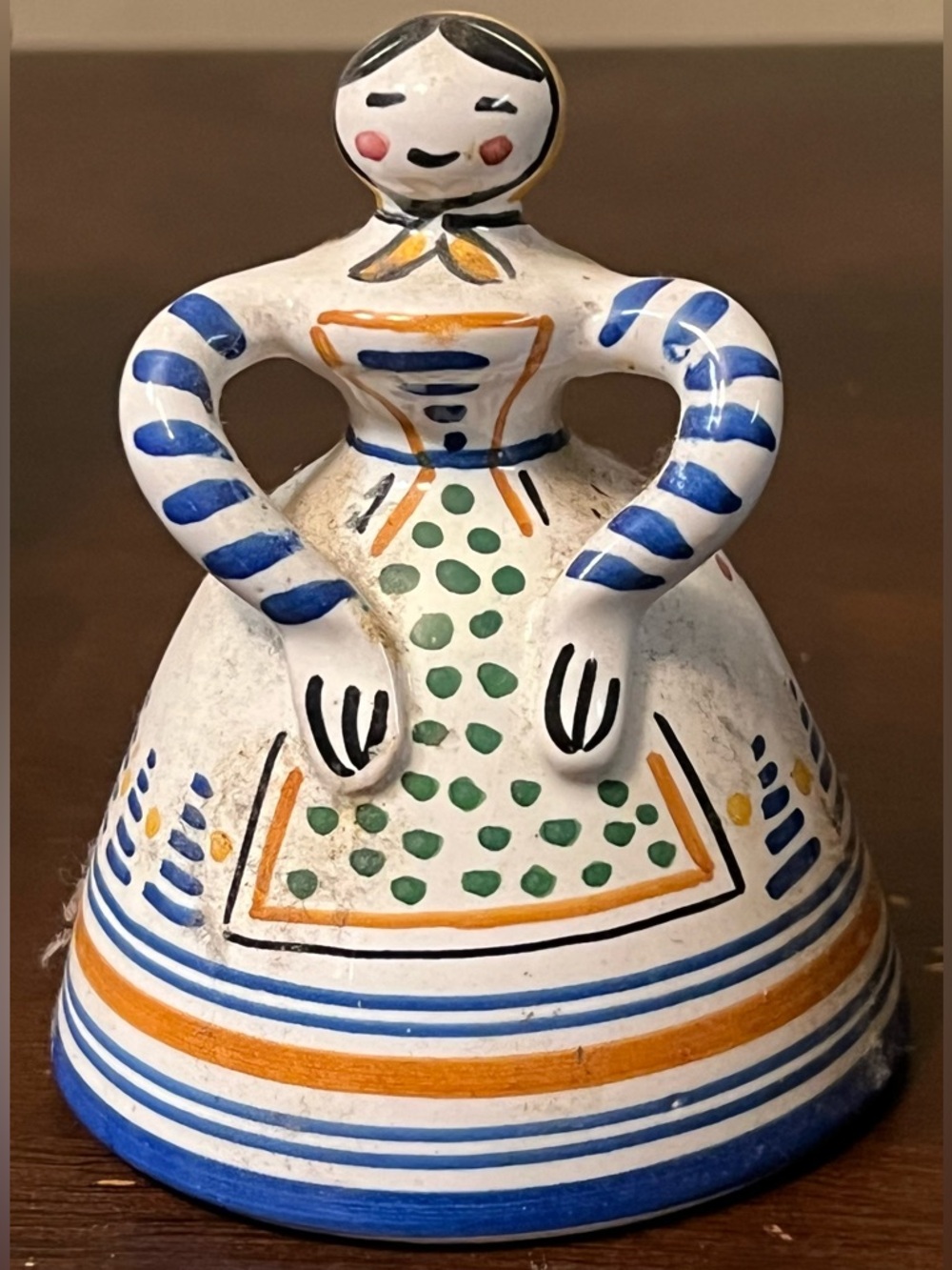 Vintage Spanish Talavera-Style Ceramic Bell